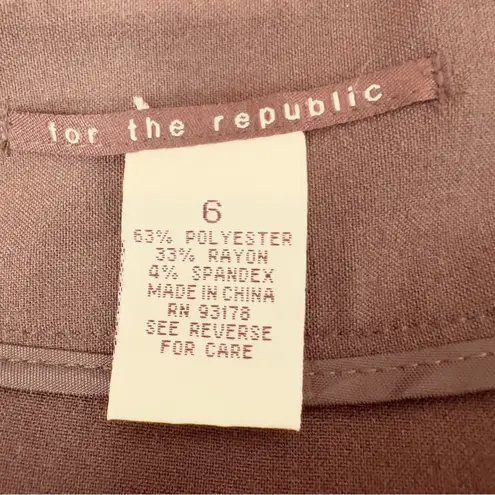 FOR THE REPUBLIC Size 6 Brown Swing Skirt W/Zipper Double Button & Hook closure