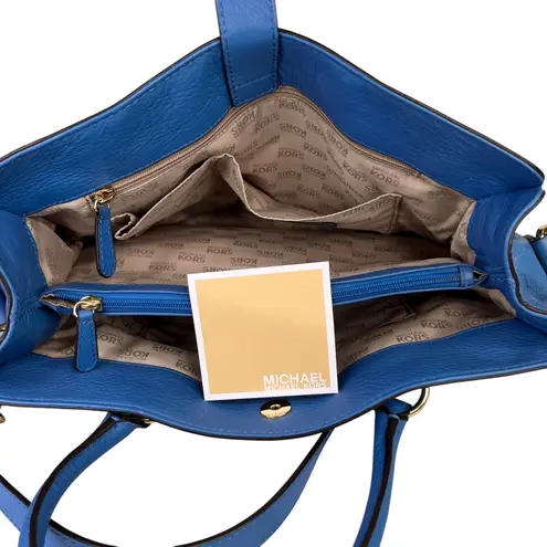 Michael Kors  Hamilton Leather Tote Purse Bag Heritage Blue Goldtone NWOT
