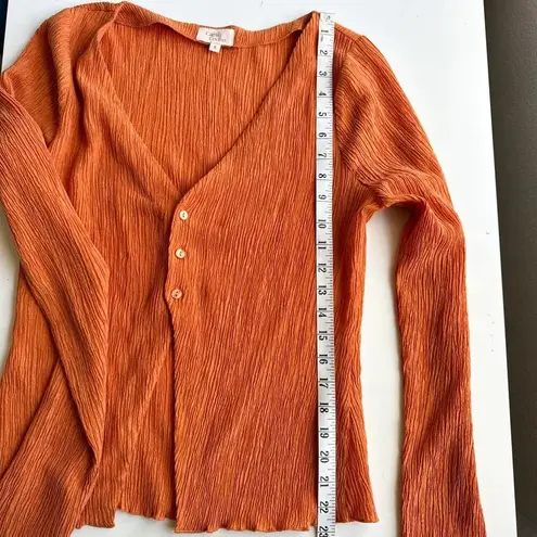 Camila Coelho Tais Long Sleeve Crinkle Top Orange Small