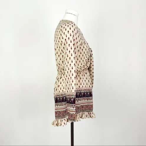 Illa Illa Bohemian Tie-Front Paisley Romper in Cream | Size S