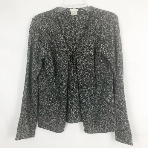 GNW Y2K Vintage Retro Chic Coquette Whimsygoth Tie Front Cardigan Womens Medium Black