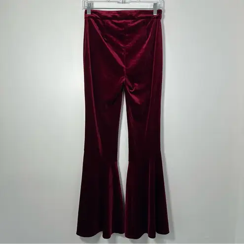 Torn By Ronny Kobo Red Velvet Flare Pants Size XS