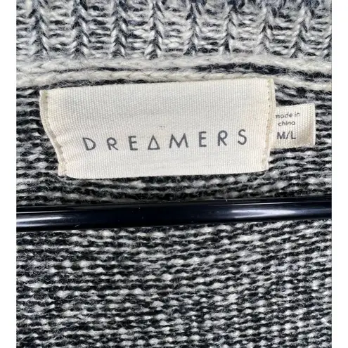 Dreamers Grey And Black Fair Isle Aztec Open Knit Cardigan Sweater