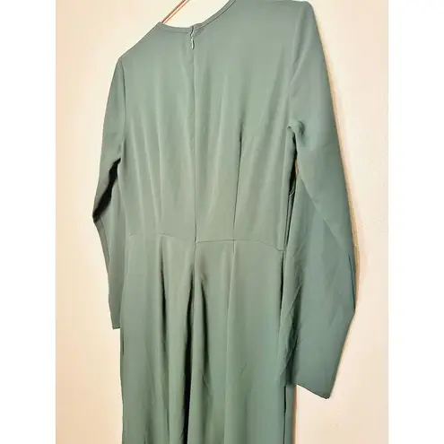 ADAM LIPPES Dark Green Crewneck Long Sleeve Wide Leg Sleek Jumpsuit Size 2