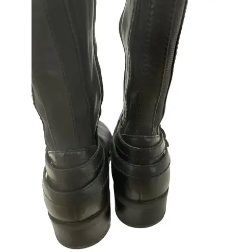 Audrey Brooke  Black Leather Knee-High Riding Boots Buckle Detail 8.5 New Preppy