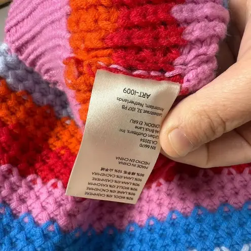 Anthropologie Women’s Wool/Cashmere Chunky Knit Rainbow Stripe Turtleneck M Pink Size M