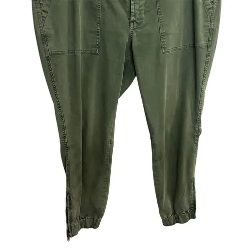 J. Crew Women's Size 12 Olive Green Chino Jogger Pants Patch Pockets Ankle Zip