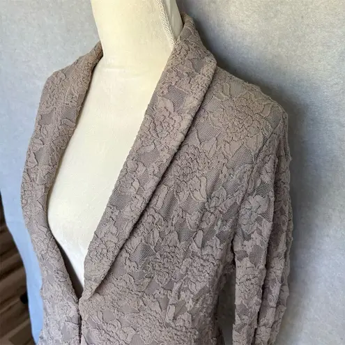 Y2K INC Women's Lace Blazer Jacket Taupe Shawl Collar Size M Tan Size M