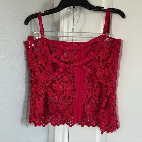 Dreamgirl womens Venice Embroidery Lace Cropped Bustier and Lace Skirt Set Large