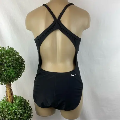 Nike  Black & White Spell Out One Piece Athletic Sport Bathing suit 10