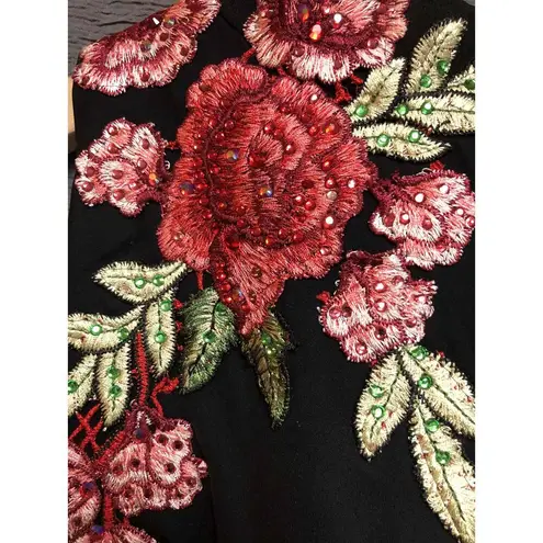 Lucci Lu Womens Cocktail Dress Embroidered Floral Asymmetrical Size 22