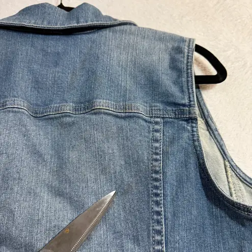J Jill M Denim Vest Stretch Blue Jean Sleeveless Western Normcore Capsule Crop Size M