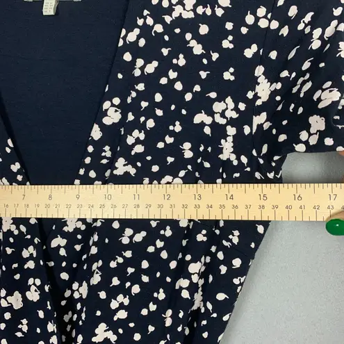 Hobbs Women’s Size 2 Navy White Floral Wrap Midi Dress Elegant Classic Core Blue