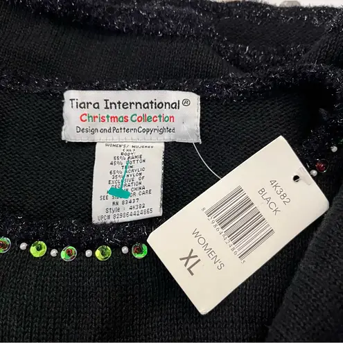 Tiara International Vintage Y2K Christmas Tree Sweater Black XL