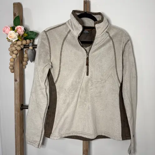 Kuhl Womens Fleece Quarter Zip Pullover Top Tan Brown Stitched Size Medium - Image 2
