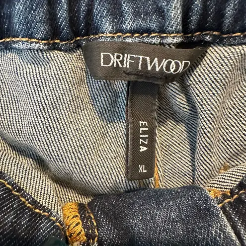 Driftwood Eliza In Rose Santina Cropped Embroidered Utility Jeans Size XL