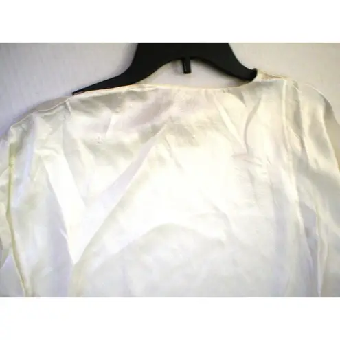 New Womens Designer Josie Natori Silk Top S NWT Champagne Beige Off White LS