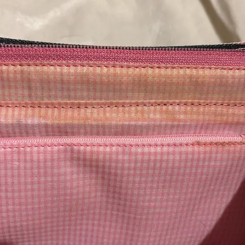 STRIPED MULTICOLORED SHOULDER BAG PINK GREEN BLUE CANVAS LIKE BAG THIN HANDLES