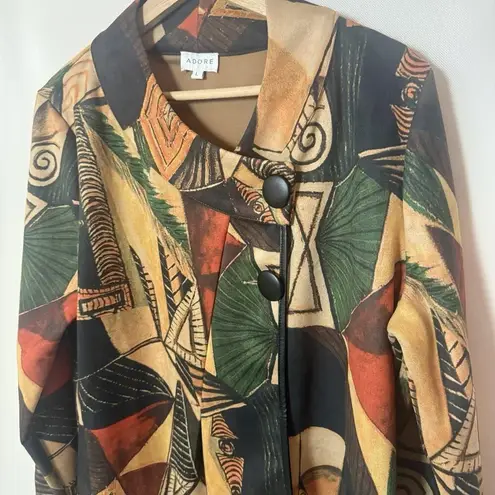 Adore Jacket Button Drape Abstract Art to Wear Geometric Lagenlook Microfiber Lg thumbnail 5