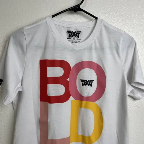 PXG Golf Shirt Extra Small Women White Multi BOLD Graphic Short Sleeve Crew Size XS