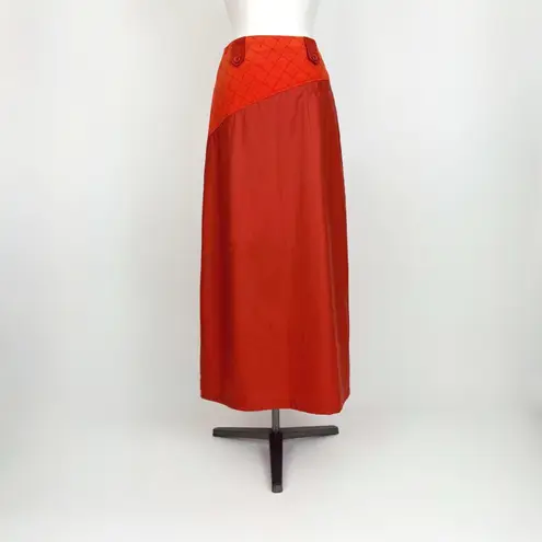 Vintage 90’s Coated Nylon Quilted Coord Top & Skirt in Red