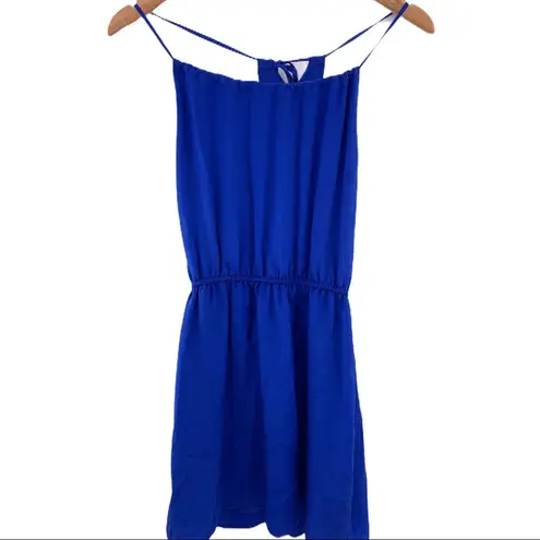 Aaron Ashe blue silk Naples tie back dress