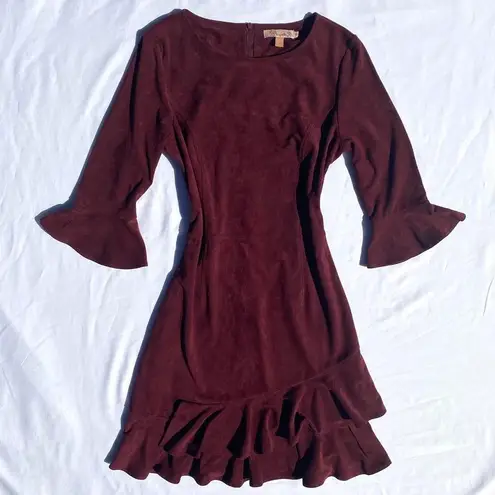 Aryeh Maroon Faux Suede Dress