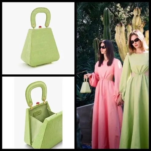 STAUD ππ Kenny Bag Pistachio Crocodile Embossed