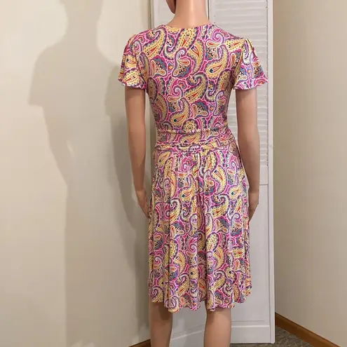 Boden USA BODEN Evangeline Jersey Faux Wrap Dress Party Pink Summer Paisley Size 6 NWT