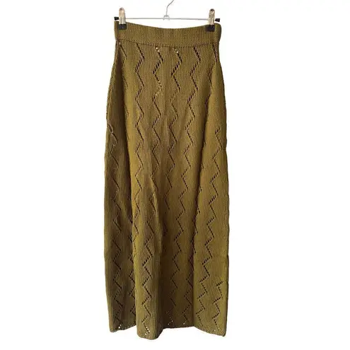 NWT Savannah Morrow Lauryn Skirt Forest Green Cotton Knit Midi XS