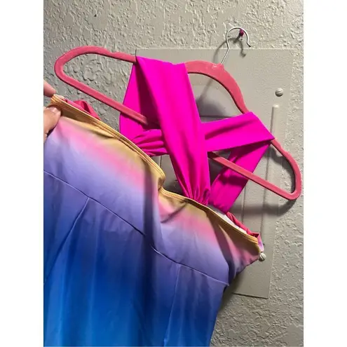 Hot Pink And Rainbow 2 Piece Swimsuit Woman’s Size Large