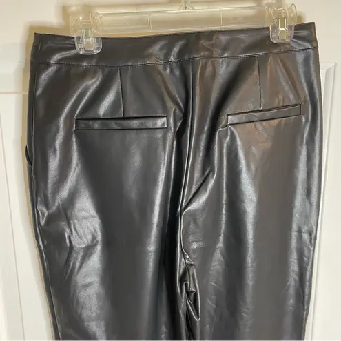 En Saison Faux Leather high waist ankle flare ruffle pants size Medium grunge Black
