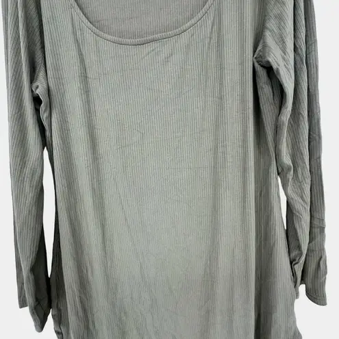 Green Ribbed Stretch Scoop Neck Long Sleeve Dress Size 3XL
