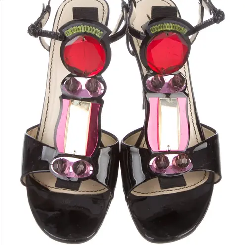 Yves Saint Laurent Patent Leather Crystal Embellishments T