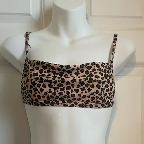 Y2K Animal Camo Print Crop Bikini Top Brown Black Small Size M