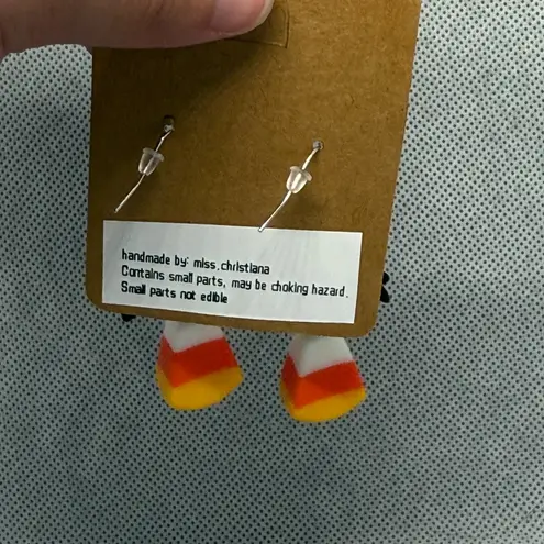 Handmade Bow Candy Corn Earrings Black