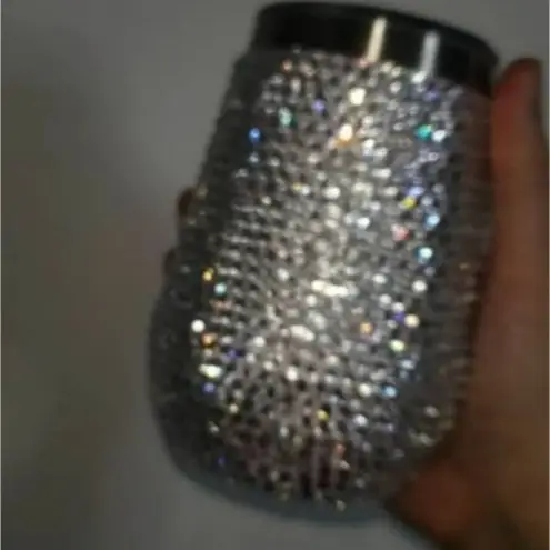 Bling Tumbler Cup Wine Rhinestoned Silver
