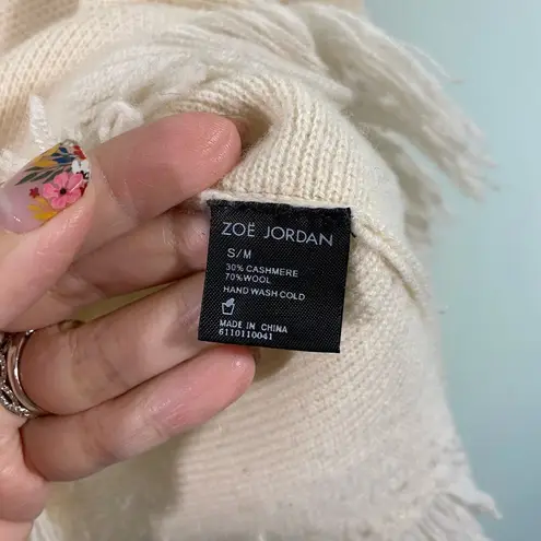 Zoe Jordan Cream Mock Neck Cut Out Sleeves Cashmere Wool Sweater Size S/M