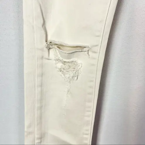 IRO White Distressed Knee Fitte Mid Rise Skinny Jeans 24 $205