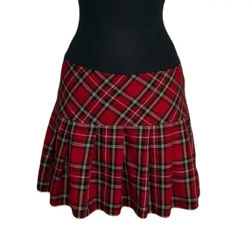 Tripp NYC Sz S Red Plaid Pleated Mini Skirt Y2K Punk Grunge Tartan Schoolgirl