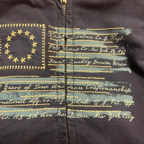 Y2k Ralph Lauren Polo Jeans Company Women's Flag Full Zip Navy Hoodie Size L Blue Size L