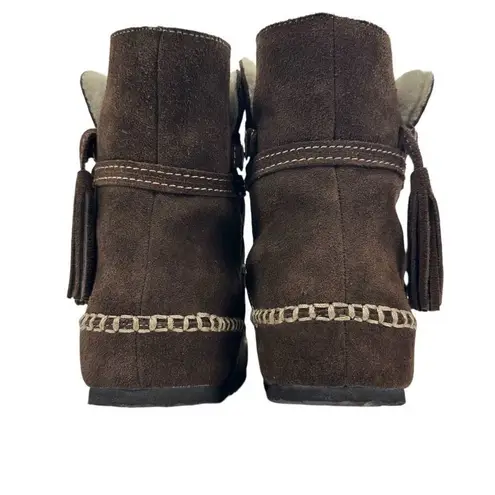 Vintage Sherpa Lined Suede Moccasin Winter Boots Women’s Size 6.5/7 Brown