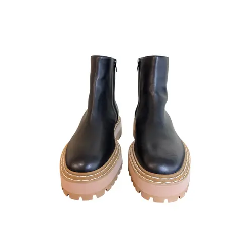 Proenza Schouler NWOB Leather Lug Sole Platform Ankle Boots in Black Size 39