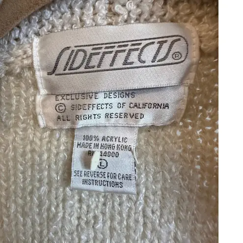 Side Effects Open Front Cardigan Women's Size Large Cream Knit Acrylic Pockets