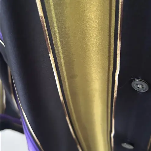 Ellen Tracy Putple/Black/Gold Silk Striped Blouse Sz 8