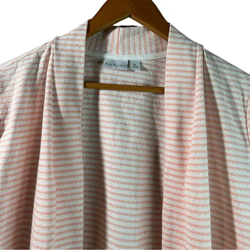 kim rogers Coquette Fairy Striped Baby Pink and White Open Cotton Cardigan XL
