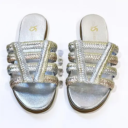 NEW Yosi Samra 9 Molly Braided Leather Slide Sandals Metallic Anthropologie NWOT Gold