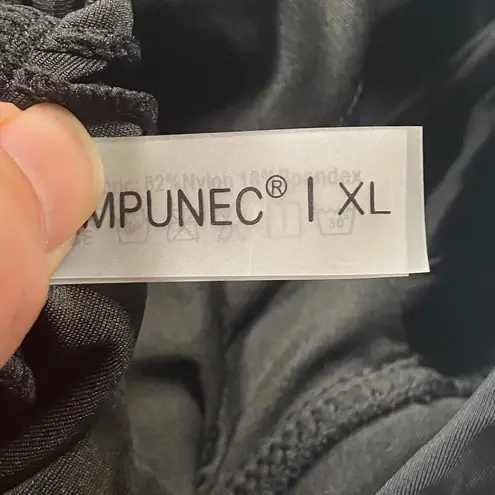 VIMPUENC Ruffle One Piece Swimsuit Womens Size XL Lace Up Back Detail Black