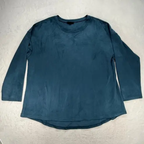 Joh Adi Classic Crew Neck Teal Blue Long Sleeve Top Pullover Tunic Womens Size L Size L