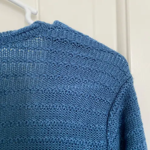 NEW Denim & Co. women’s blue tie front floral embroidered long sweater small